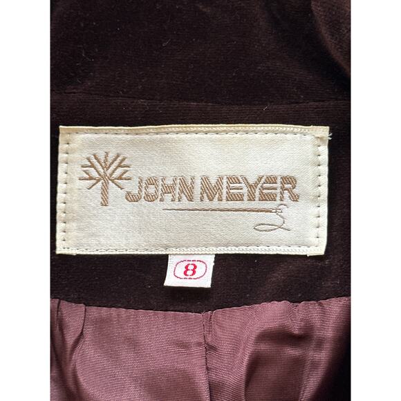 Vintage John Meyer Velvet Two Button Lined Blazer 8 Dark Brown Classic Preppy - Picture 9 of 14